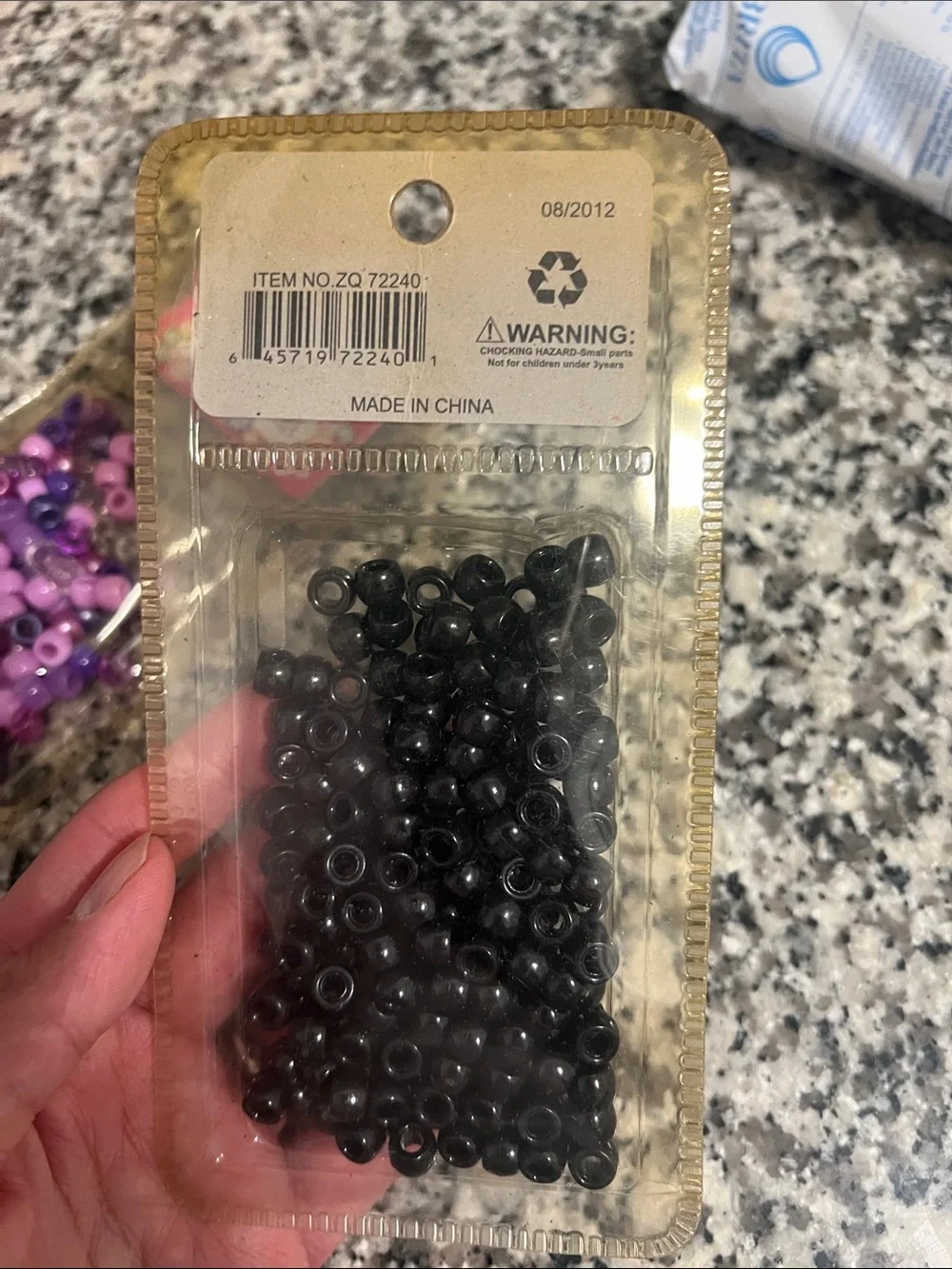 Mixed Brands  Blue, Purple and Black Plastic Hair Beads Pack